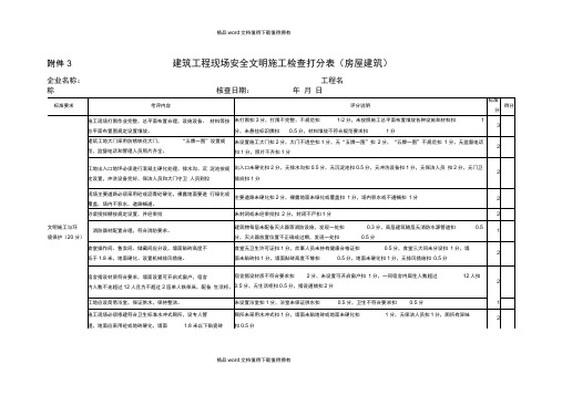 建筑工程现场安全文明施工检查打分表(房屋建筑)