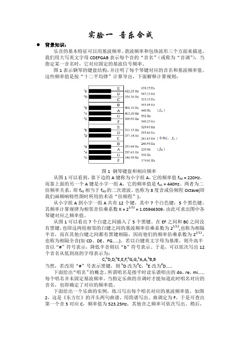 音乐合成实验报告