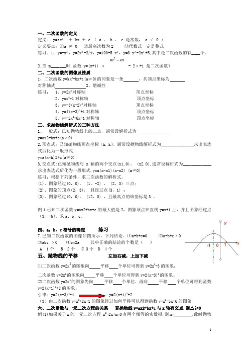 二次函数经典分类讲解以及练习题_