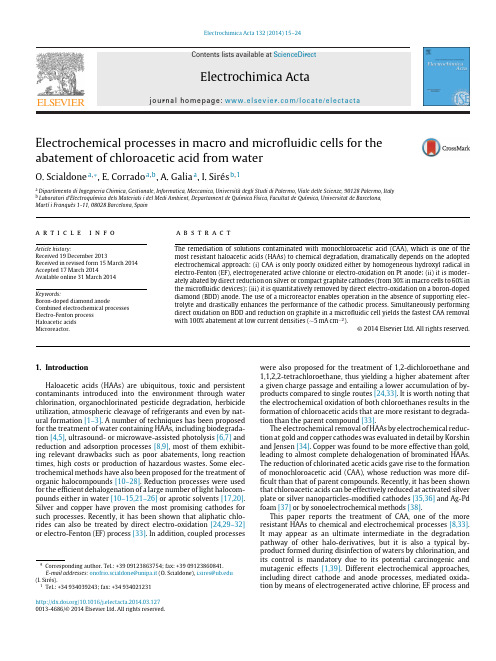 Electrochemical processes in macro and microfluidic cells for the abatement of chloroacetic acid