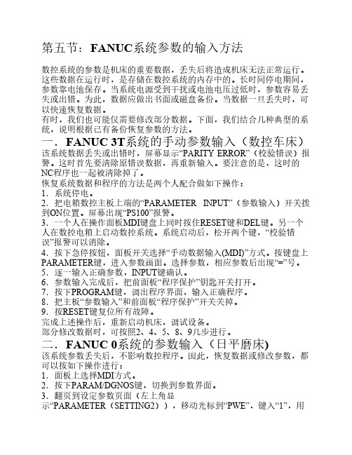 FANUC系统参数的输入方法