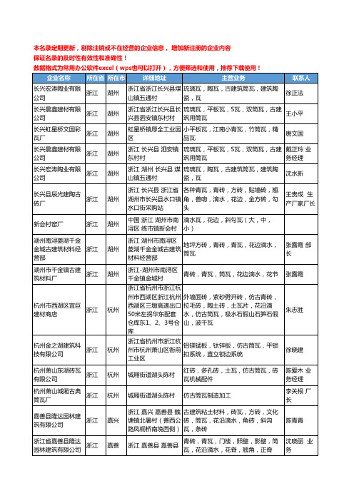 2020新版浙江省筒瓦工商企业公司名录名单黄页大全22家