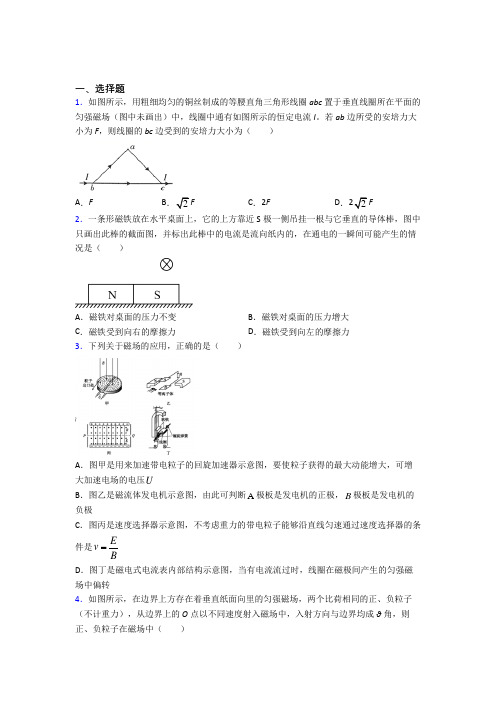 内蒙古乌兰察布市高中物理选修二第一章《安培力与洛伦兹力》经典习题(含解析)