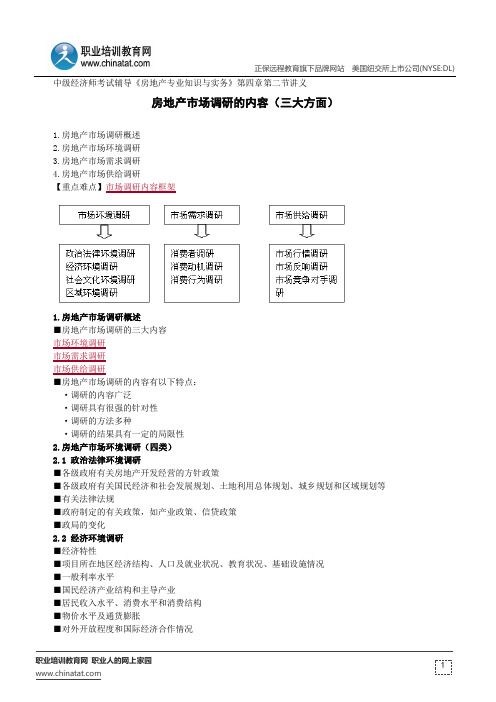 房地产市场调研的内容(三大方面)--中级经济师考试辅导《房地产专业知识与实务》第四章第二节讲义