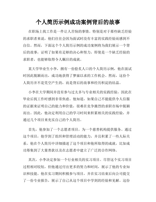 个人简历示例成功案例背后的故事