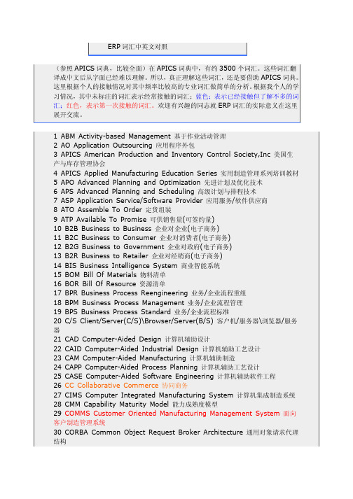 ERP词汇中英文对照