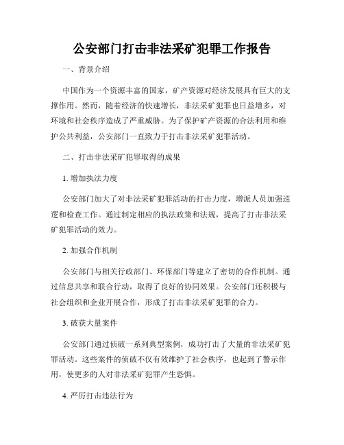 公安部门打击非法采矿犯罪工作报告