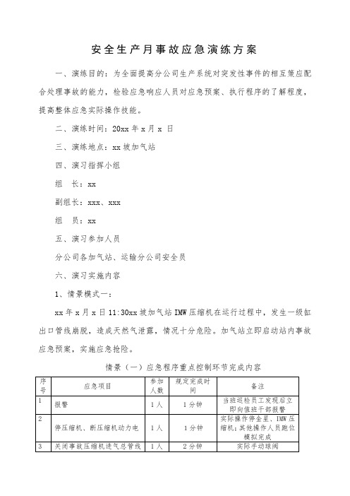 CNG加气站 安全生产月事故应急演练方案