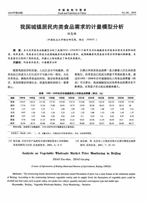 我国城镇居民肉类食品需求的计量模型分析