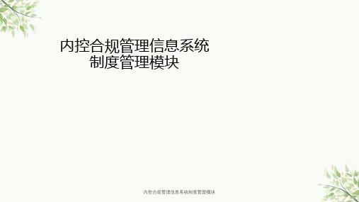 内控合规管理信息系统制度管理模块课件