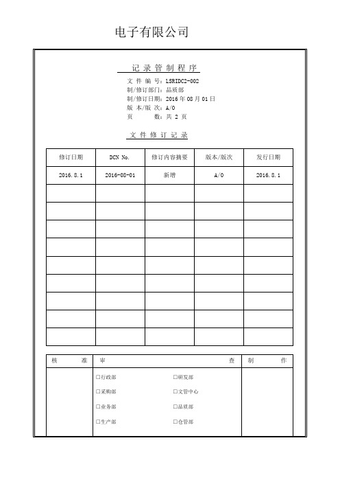 QC080000记录管制程序