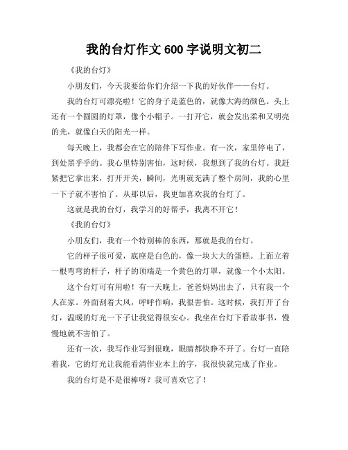 我的台灯作文600字说明文初二