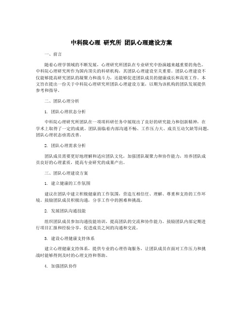 中科院心理 研究所 团队心理建设方案