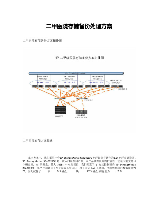 二甲医院存储备份解决方案