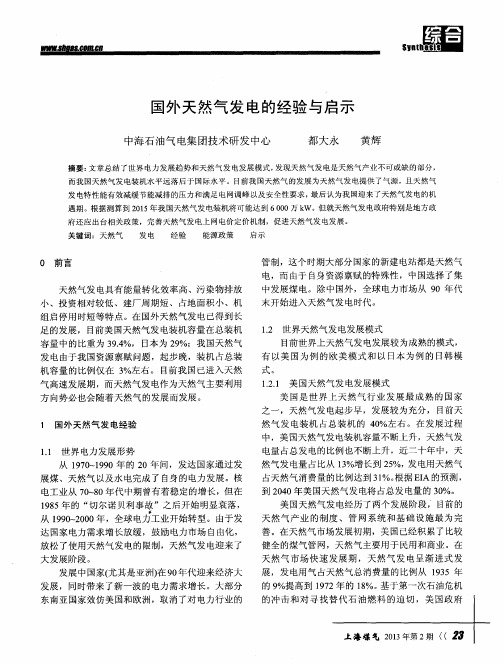 国外天然气发电的经验与启示