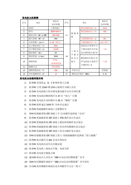 发电机并网操作步骤