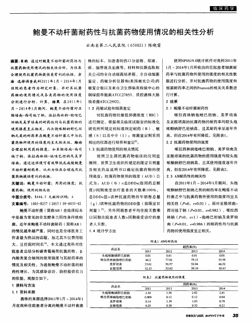 鲍曼不动杆菌耐药性与抗菌药物使用情况的相关性分析