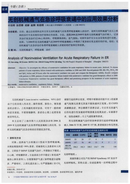 无创机械通气在急诊呼吸衰竭中的应用效果分析