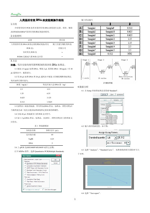 人类基因有效DNA浓度定量检测操作步骤