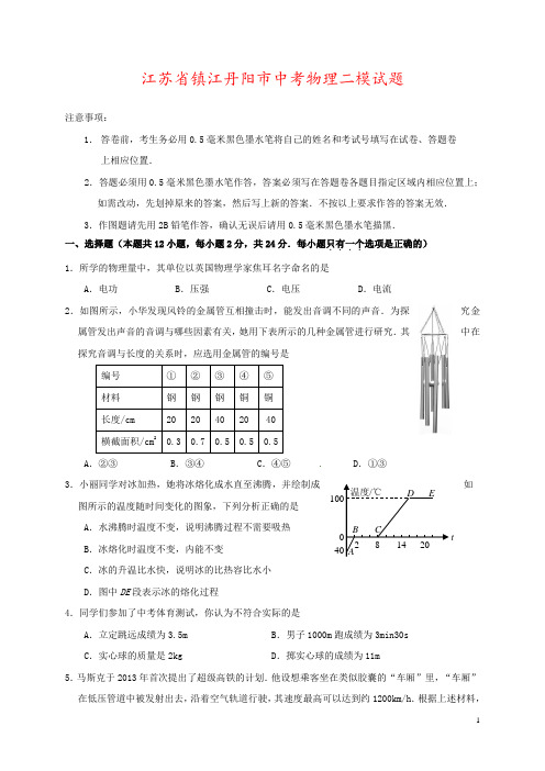 江苏省镇江丹阳市中考物理二模试题