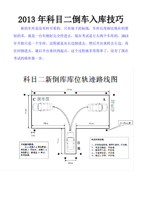 新驾考-必看-2013年科目二倒车入库技巧图解(附倒库场地尺寸及轨迹图)