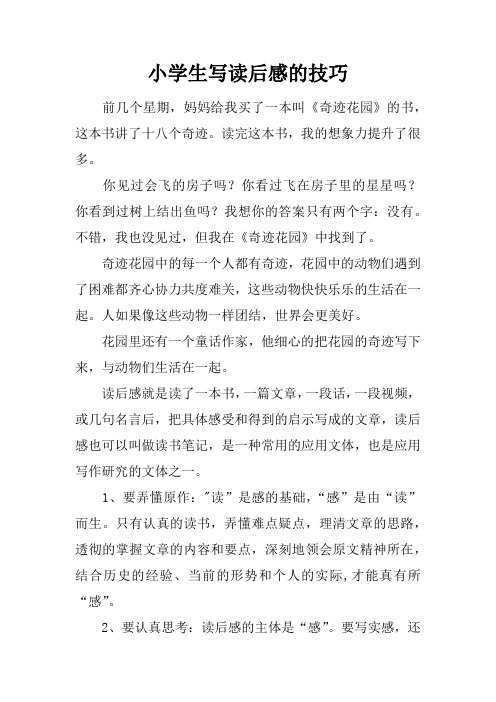 小学生写读后感的技巧