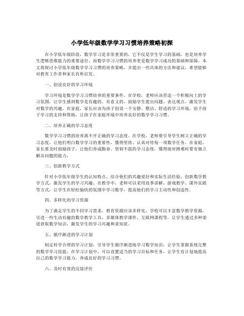 小学低年级数学学习习惯培养策略初探