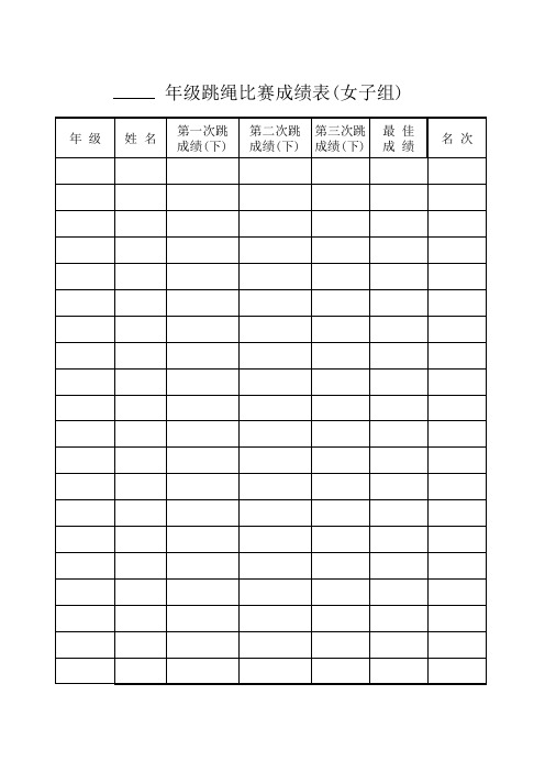 跳绳比赛参赛表