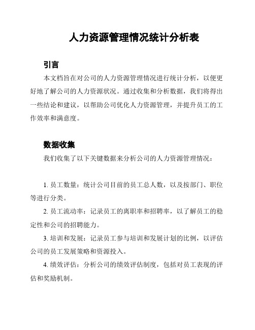 人力资源管理情况统计分析表