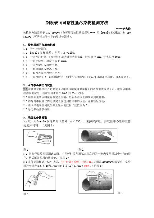 钢板表面可溶性盐污染物检测方法