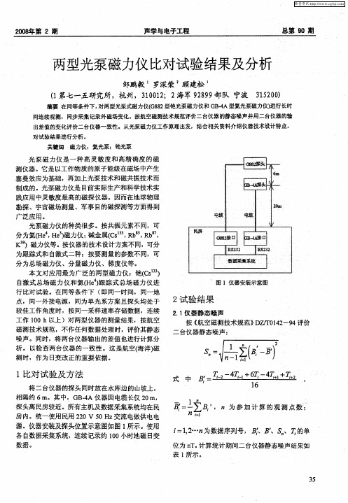 两型光泵磁力仪比对试验结果及分析