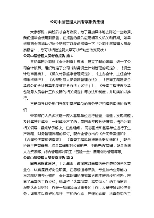 公司中层管理人员考察报告集锦