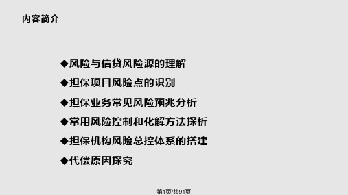 担保业务全面风险管理PPT课件