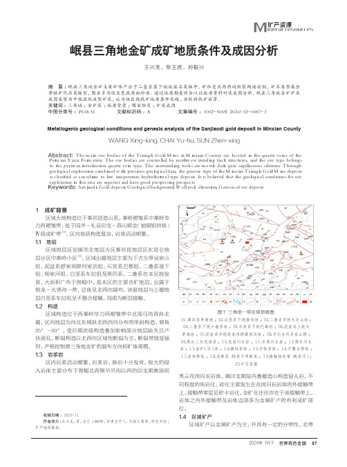 岷县三角地金矿成矿地质条件及成因分析