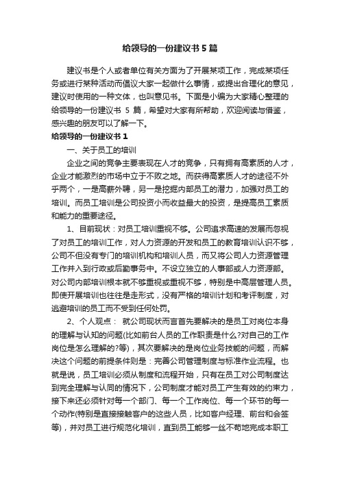 给领导的一份建议书5篇