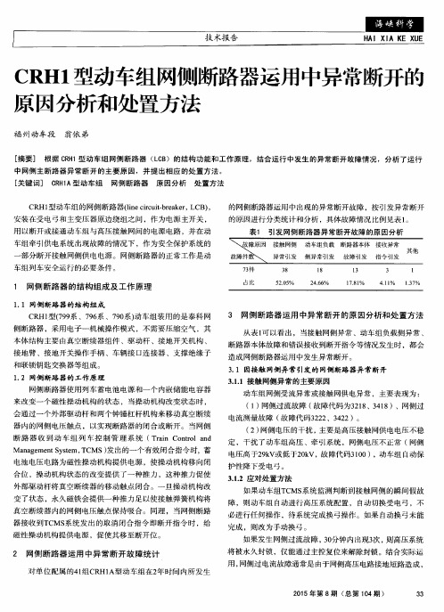 CRH1型动车组网侧断路器运用中异常断开的原因分析和处置方法