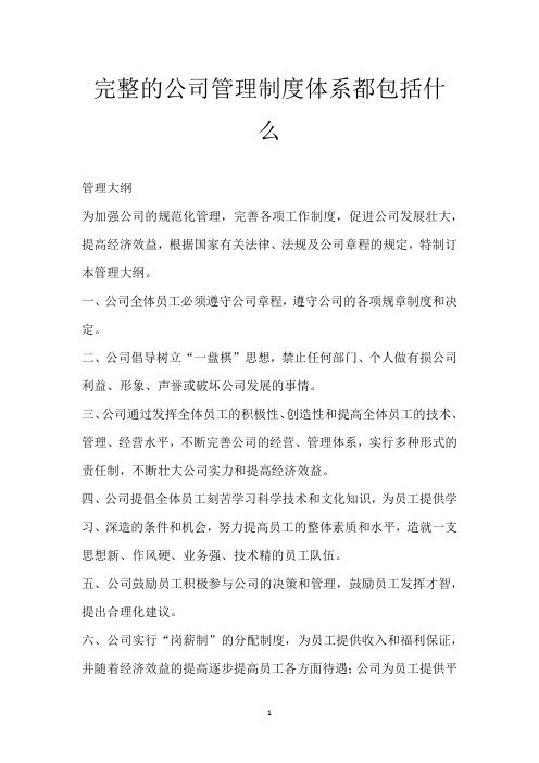 完整的公司管理制度体系都包括什么