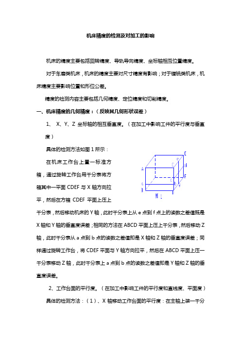 机床精度的检测及对加工的影响