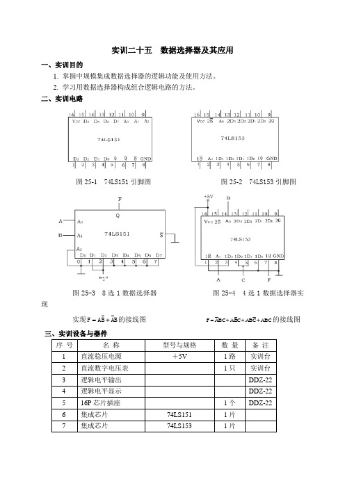 电工电子应用技术 数据选择器及其应用(实验报告)