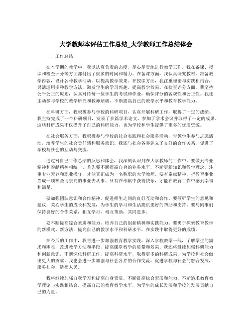 大学教师本评估工作总结_大学教师工作总结体会