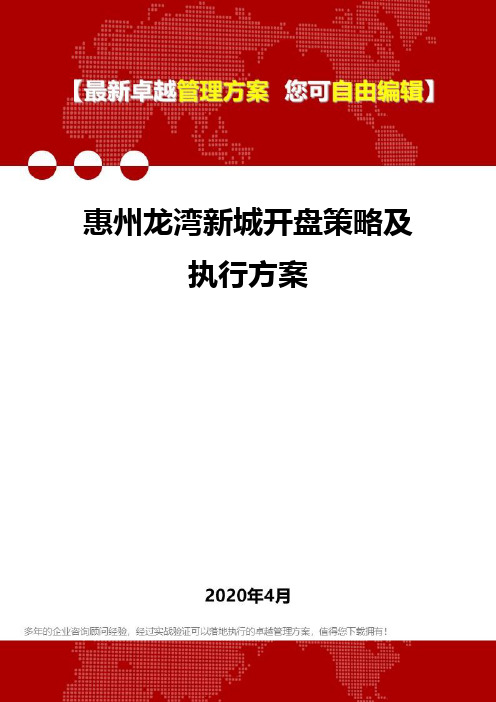 (2020)惠州龙湾新城开盘策略及执行方案