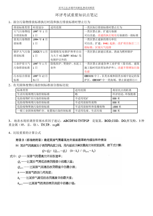 环评考试重要知识点笔记