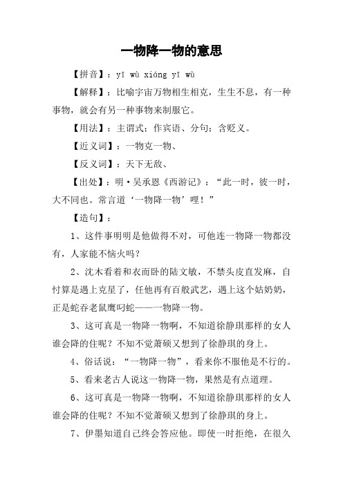 一物降一物的意思