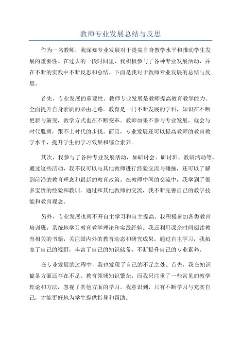 教师专业发展总结与反思