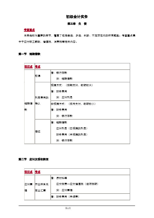 初级会计实务第三章 负 债