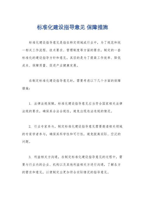 标准化建设指导意见 保障措施