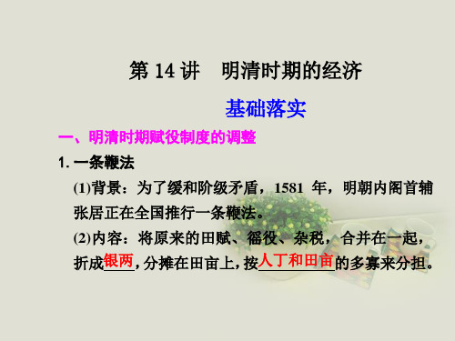 【步步高】2012版高考历史大一轮复习讲义 第五单元 第14讲 明清时期的经济课件 大纲人教版