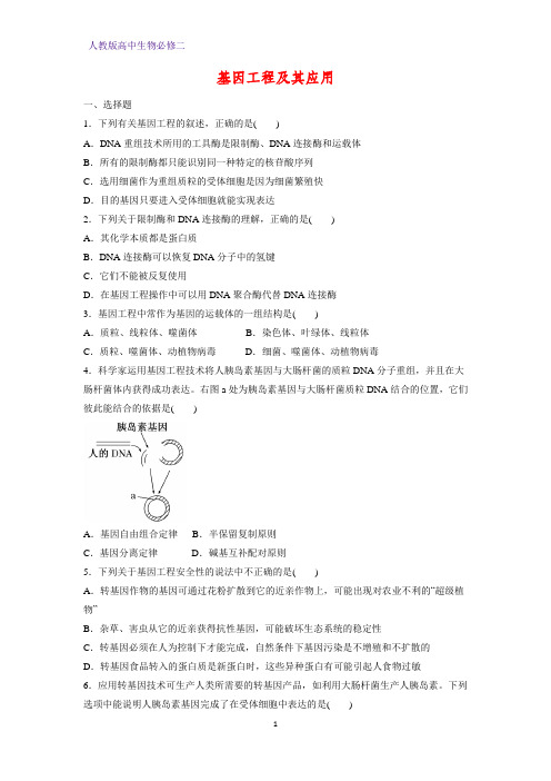 人教版(新教材)高中生物必修2练习29：6 2 基因工程及其应用课时作业