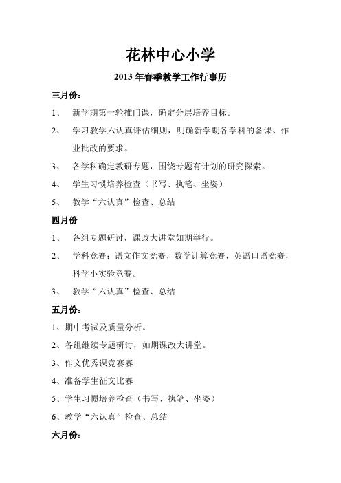 2013年春季教学工作行事历