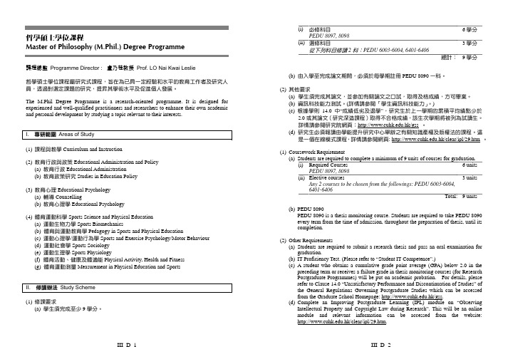 哲学硕士学位课程